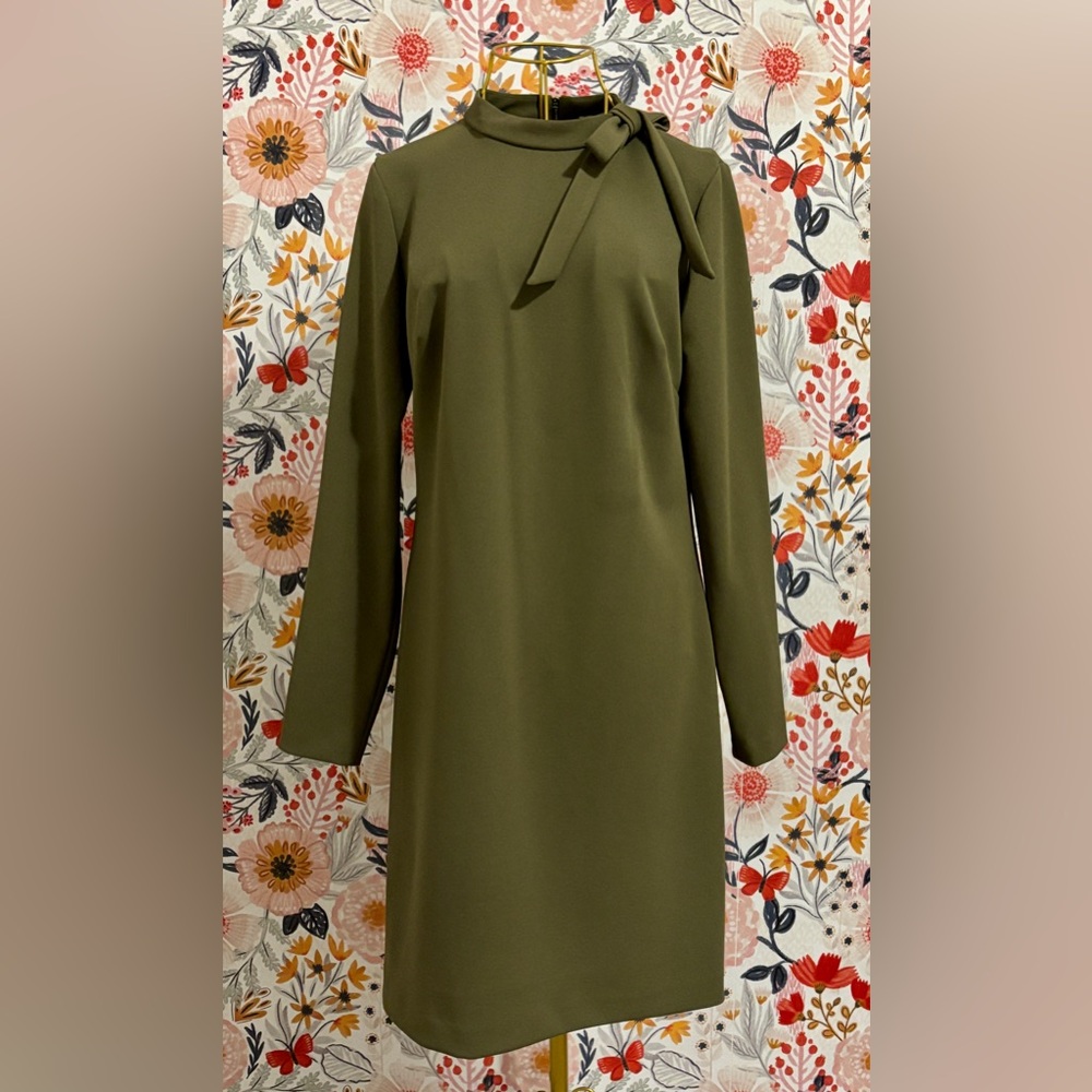 Calvin Klein Green Tie Front Sheath Dress